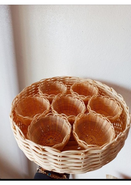 Luxury Hasır Bambu Rattan Çerezlik 1 Adet