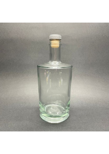 Luxury 500 cc Kalın Dipli Lüks Cam Şişe - Gri Mantar Tıpalı - 500 ml Silindir Özel Cam Şişe 1 Adet