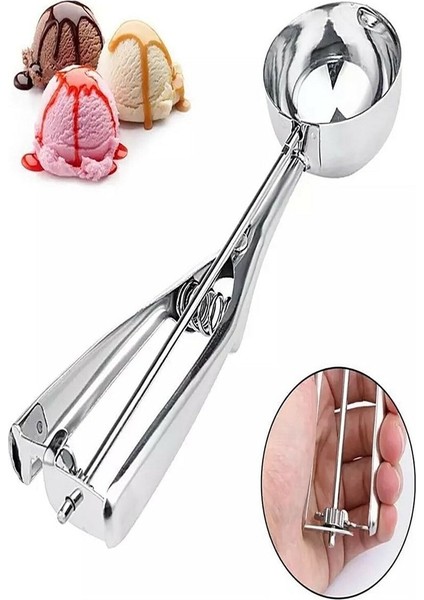 Luxury Dondurma ve Helva Kaşığı Metal Kavramalı Paslanmaz Çelik 1 Adet