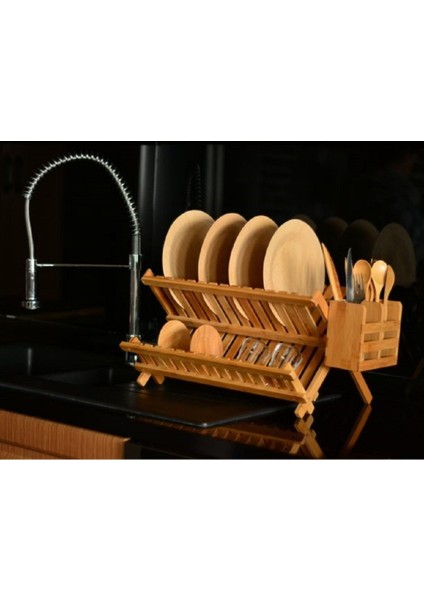 Luxury Enda Kaşıklıklı Bulaşık Sepeti Bambu Bulaşıklık 1 Adet fiyatları