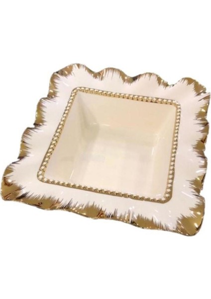 Luxury Avangarde Kare Kase 28CM Krem-Gold GBO088 1 Adet