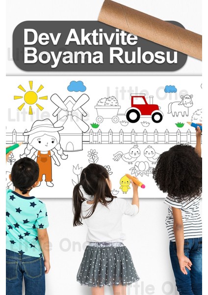 Luxury Çiftlik Aktivite Rulo Boyama Kağıdı - 62CM x 2.5 Metre Dev Rulo 1 Adet