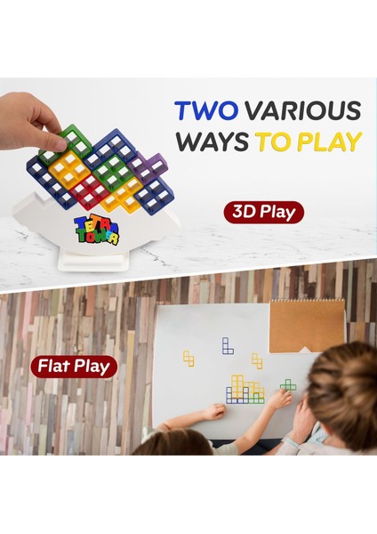 Luxury Tetra Kule Denge Oyuncağı Eğitici Kutu Oyuncak Tetris Kule Tetra Tower 1 Adet