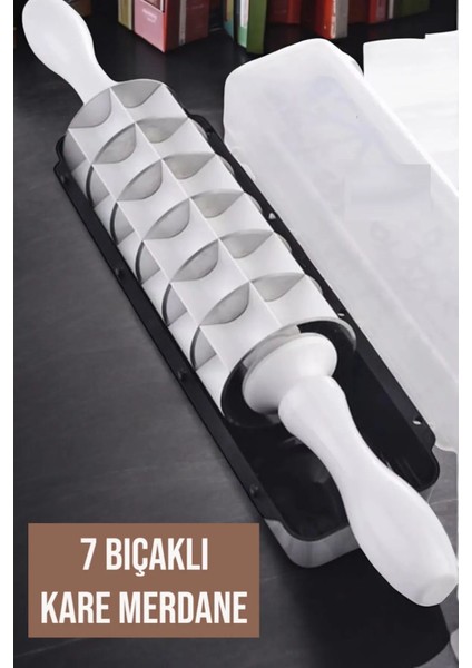 Luxury 7 Çelik Bıçaklı Mantımatik Mantı Kesici Merdane Pratik Mantı Kesme Aparatı 1 Adet