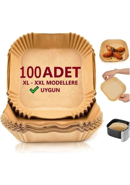 Luxury Airfryer Pişirme Kağıdı Xl-Xxl-Büyük BOY,100 Adet Hava Fritöz Kağıdı, Fırın Kağıdı Tek Kullanım 20CM 1 Adet