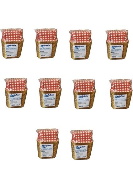Luxury Muffin Kare Kağıt Kırmızı Puantiyeli Altın Kek Kalıbı Kapsülü Kabı - 25 Adetlik 10 Paket 1 Adet