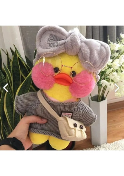 Luxury Lalafanfan Kawaii Sarı Renk Karikatür 30CM Ördek Peluş Doğum Günü Hediyesi Aksesuarlı Ördek 1 Adet