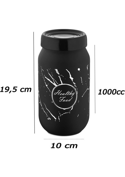 Luxury Marble Cam Kavanoz - 1000 cc - 660 cc - 425 cc X2 Adet Içini Gösteren Kapak 1 Adet