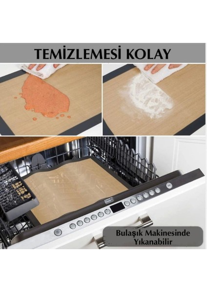 Luxury Gri Renk Silikon Kenar Ortası Cam Elyaf Yanmaz Yapışmaz Pişirme ve Hamur Açma Matı 40*30 1 Adet 1 Adet fırsatları