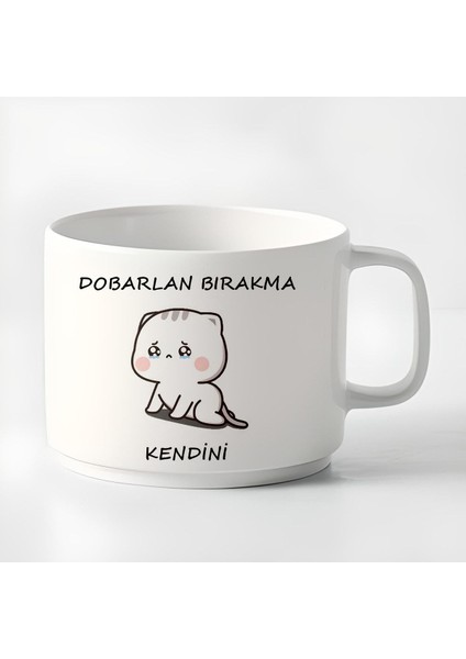 Luxury Duble Türk Kahvesi Fincanı & Espresso Tobarlan Bırakma Kendini Mochi Cat Küçük Kupa 180 ml 1 Adet