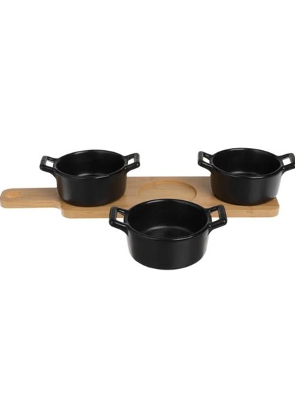 Luxury Bambu Servis Tepsisi ile 3 Adet Seramik Kase 28X8X5CM 1 Adet fırsatları