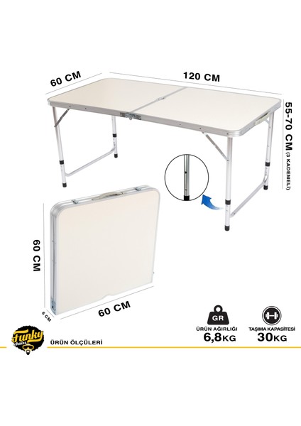 Funky Chaırs Şemsiyeli Katlanabilir Piknik Masası - Gri