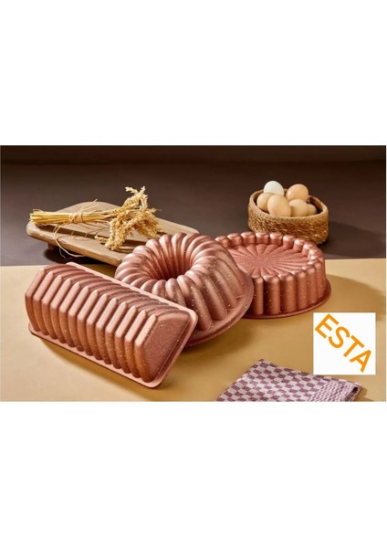 Luxury Asya Döküm Granit 3lü Kek Tart Baton Seti 1 Adet