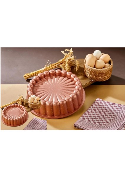 Luxury Asya Döküm Granit 3lü Kek Tart Baton Seti 1 Adet