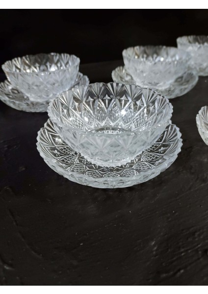 Luxury Kristal Tabak ve Kase Takım 12 Parça Set - Çerezlik & Pasta & Sunum 1 Adet fiyatları