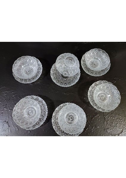 Luxury Kristal Tabak ve Kase Takım 12 Parça Set - Çerezlik & Pasta & Sunum 1 Adet fırsatları