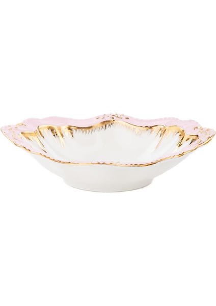 Luxury El Dekor ve El Boyaması Çerezlik Oval Pembe 1 Adet