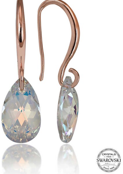 Swarovski Crystal Taşlı Gümüş Damla Sallantılı Kadın Küpe