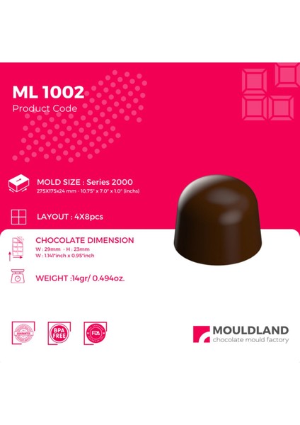 Luxury ml 1002 Polikarbon Çikolata Kalıbı 1 Adet