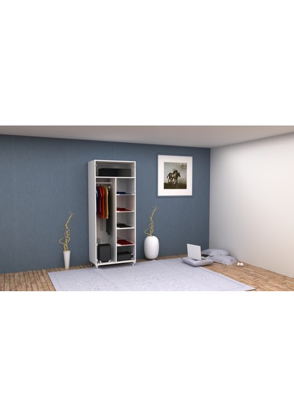 2 Kapaklı Gardırop PARLAK BEYAZ MDFLAM 205 cm *85 cm *53 cm 2KGM001 fiyatları