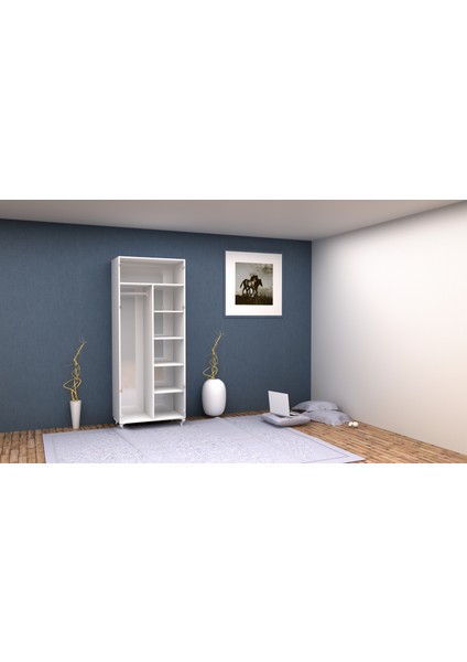2 Kapaklı Gardırop PARLAK BEYAZ MDFLAM 205 cm *85 cm *53 cm 2KGM001 modelleri
