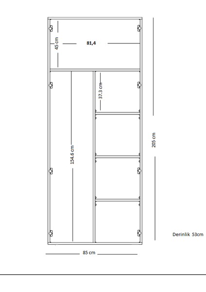 2 Kapaklı Gardırop PARLAK BEYAZ MDFLAM 205 cm *85 cm *53 cm 2KGM001 fırsatları
