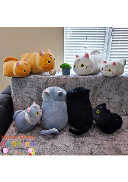 Luxury Gri Kedi Model Yastık Peluş Oyuncak 25CM Uyku Arkadaşı 1 Adet modelleri