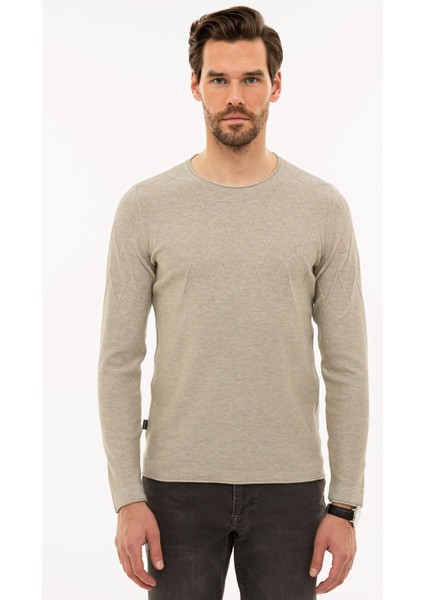 Luxury Erkek Kum Melanj Slim Fit Tbisiklet Yaka Triko Kazak G021SZ0TK.000.1157212 1 Adet