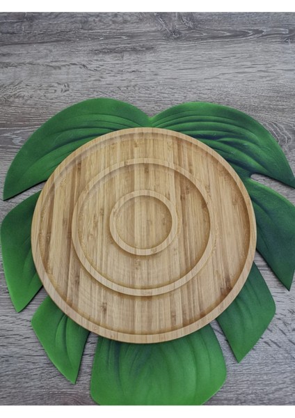 Luxury Bambu Yuvarlak Bölmeli Lüx Sunum Tabağı 30CM 1 Adet