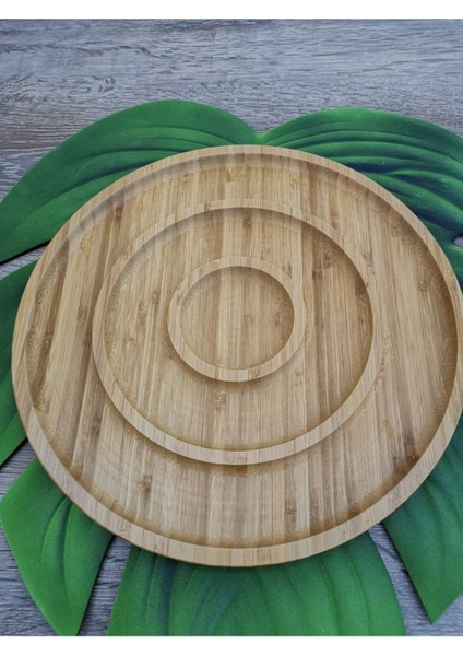 Luxury Bambu Yuvarlak Bölmeli Lüx Sunum Tabağı 30CM 1 Adet modelleri