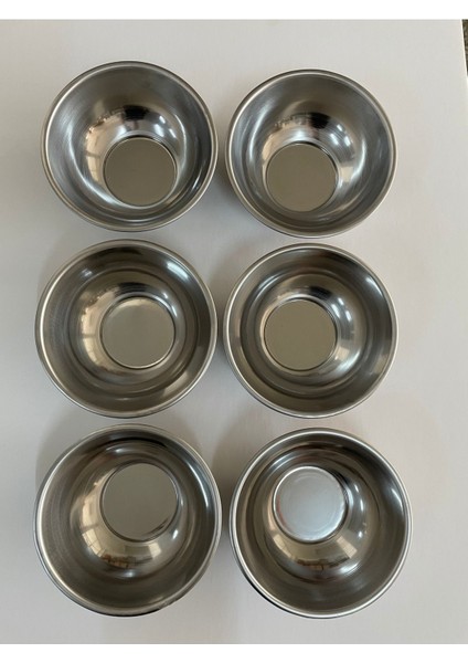 Luxury Paslanmaz Çelik Tas, Kase Kalın Parlak Çelik 12,5 cm (No.1) 6 Lı Paket 1 Adet