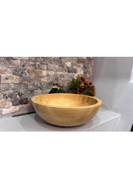 Luxury Arin Homteks Den Yuvarlak Bambu Çok Amaçlı Kase Ölçüler 20/20 cm Derinlik 7 cm 1 Adet
