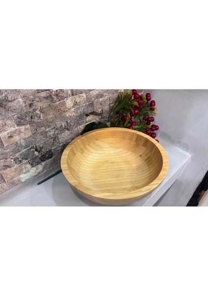 Luxury Arin Homteks Den Yuvarlak Bambu Çok Amaçlı Kase Ölçüler 20/20 cm Derinlik 7 cm 1 Adet