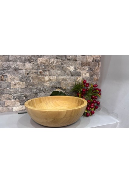 Luxury Arin Homteks Den Yuvarlak Bambu Çok Amaçlı Kase Ölçüler 20/20 cm Derinlik 7 cm 1 Adet