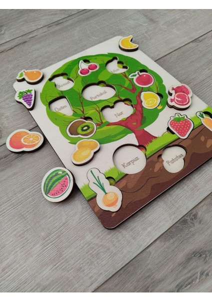 Luxury Meyve ve Sebzeler Renkli Ağaç Puzzle 1 Adet
