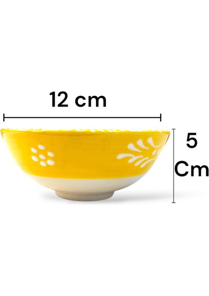 Luxury 6 Adet El Yapımı Çini Motifli Orta Boy (12 cm Çapında) Çini Motifli Seramik Kase Takımı-Hand Made 1 Adet