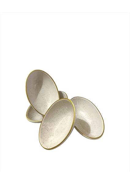 Luxury 4 Lü Seramik Oval Kayık Çerezlik & Sosluk 11 cm 1 Adet