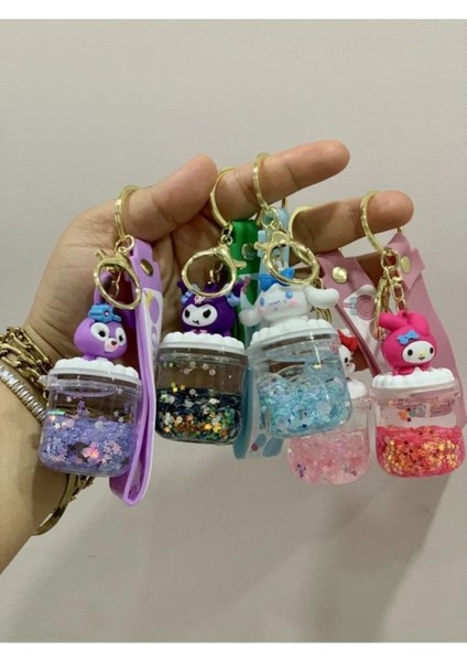 Luxury Sevimli Hello Kitty Anahtarlık Içi Sulu Araba Çanta Süsü Anahtarlık Hediyelik 1 Adet