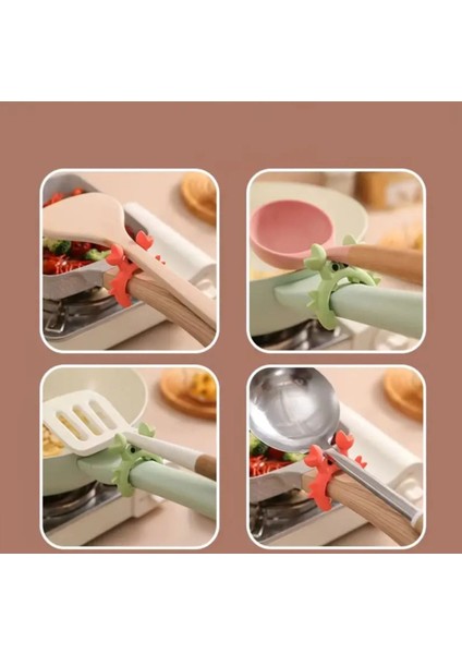 Luxury Yengeçli Tencere Tava Sapına Sabitlenen Pratik Silikon Kaşık Spatula Tutma Aparatı Aleti Klipsi 1 Adet