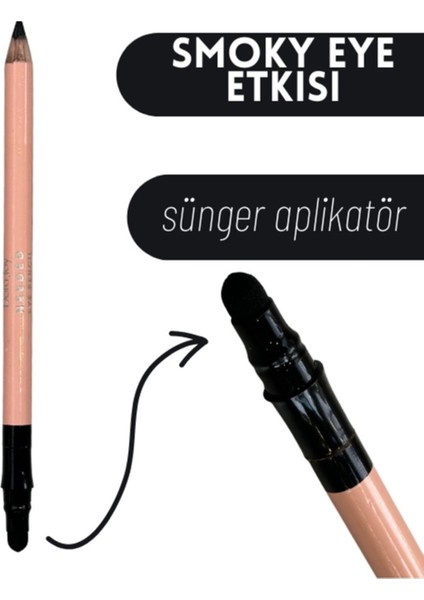 Luxury Smoky Göz Kalemi 02 Siyah Eye Pencil Sünger Aplikatörlü 1 Adet