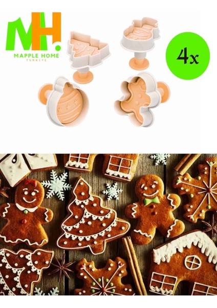 Luxury 4 Adet Yılbaşı Kurabiye Kalıbı Çam Ağacı Model Yılbaşı Kurabiye Kalıbı Gingerbreadman Christmas 1 Adet