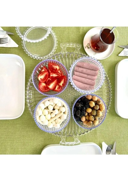Luxury 6 Adet Vakumlu Kırılmaz Kase Çerezlik Kahvaltılık Kapaklı Kahvaltılık Seti 1 Adet