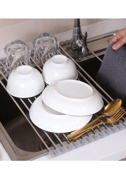 Luxury Paslanmaz Çelik Evye Üstü Katlanır Nihale - Pratik Sebze, Meyve ve Bulaşık Kurutma Süzgeci 1 Adet fırsatları