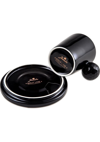 Luxury Golf Line Siyah 2'li Tabaklı Kahve Fincan Takımı 90 ml 1 Adet