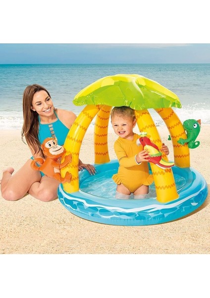 Luxury 58417 Tropik Ada Gölgelikli Şişme Çocuk Havuzu 102CM - Şişirilebilir Oyun Havuzu 1 Adet