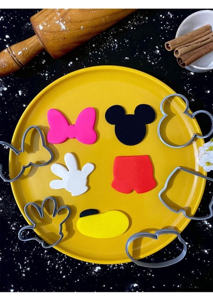 Luxury Mickey Minnie Mouse 5'li Kurabiye Kalıbı Kesici Şekillendirici Seti 1 Adet