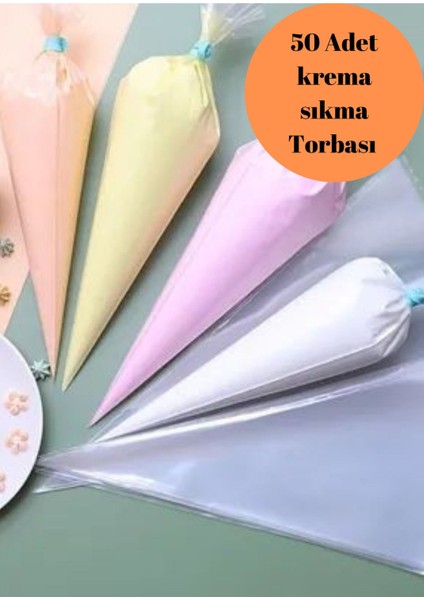 Luxury 50 Paket Puding Çikolata, Kurabiye, Bisküvi, Kek Süslemesi Için Tek Kullanımlık Krema Torbası 1 Adet