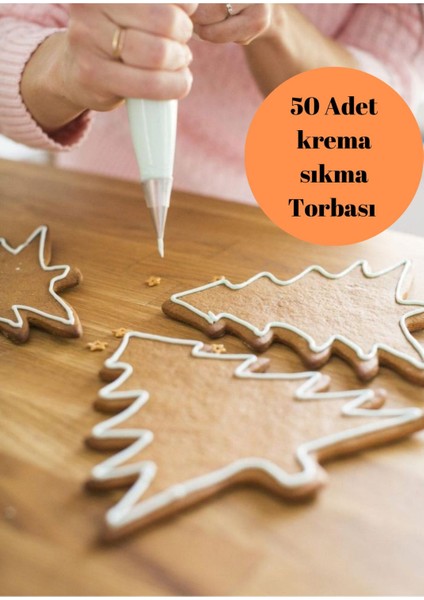 Luxury 50 Paket Puding Çikolata, Kurabiye, Bisküvi, Kek Süslemesi Için Tek Kullanımlık Krema Torbası 1 Adet