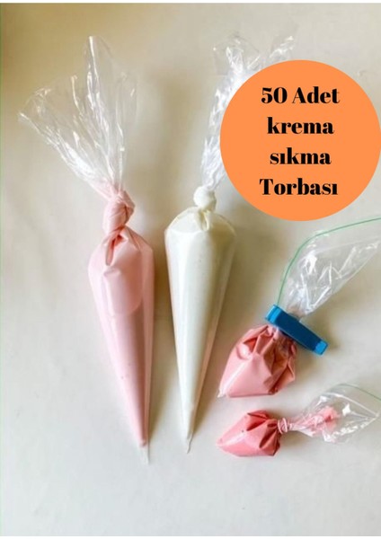 Luxury 50 Paket Puding Çikolata, Kurabiye, Bisküvi, Kek Süslemesi Için Tek Kullanımlık Krema Torbası 1 Adet