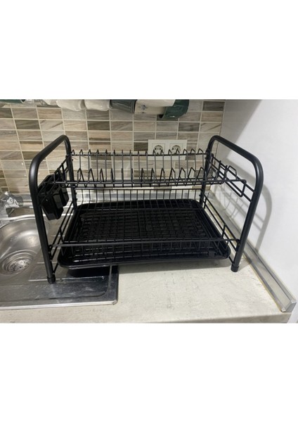 Luxury Dekorask Siyah Çift Katlı Bulaşıklık 1 Adet